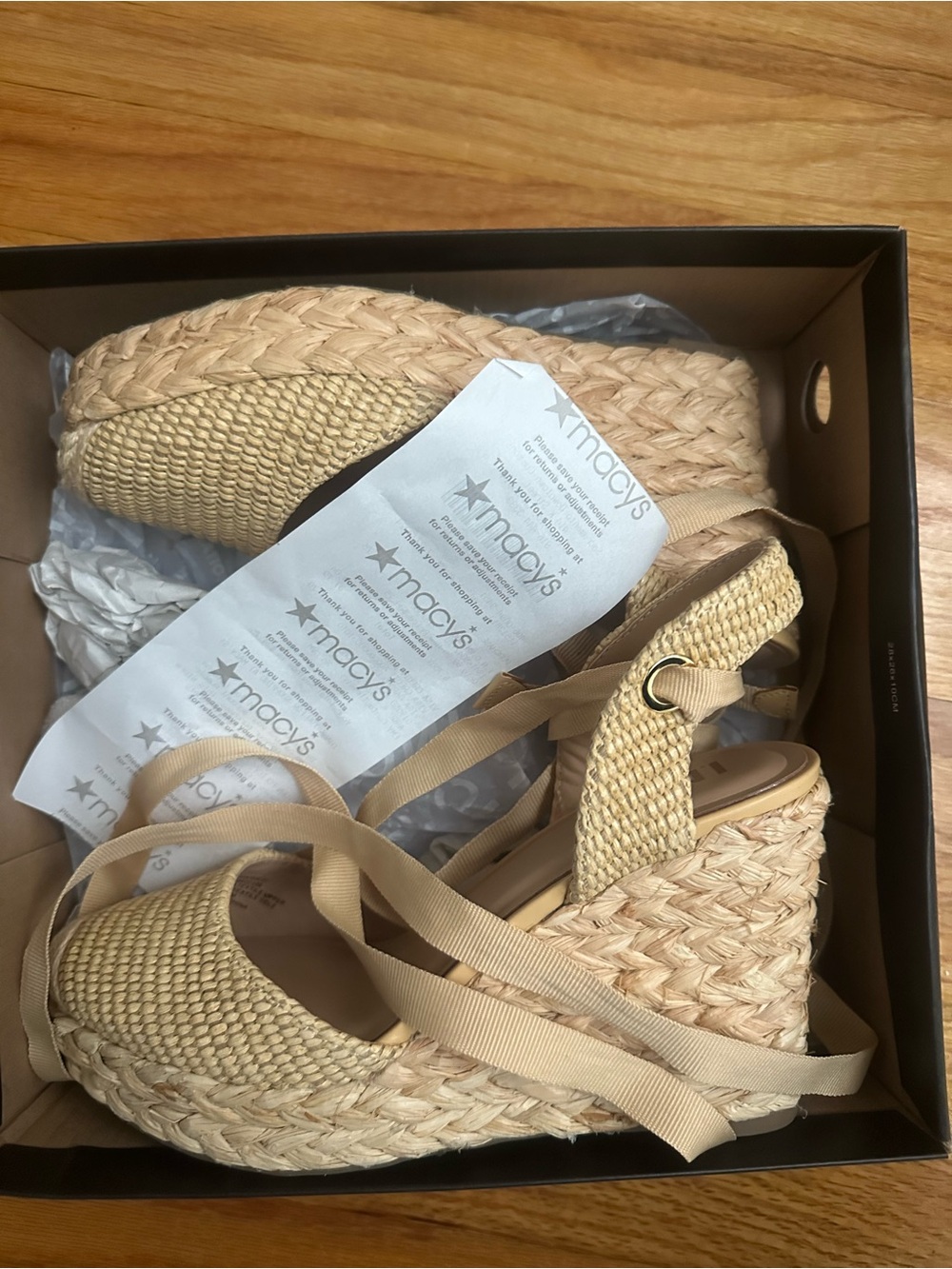 Macy's Natural Woven Espadrille Wedge Sandals - Tan